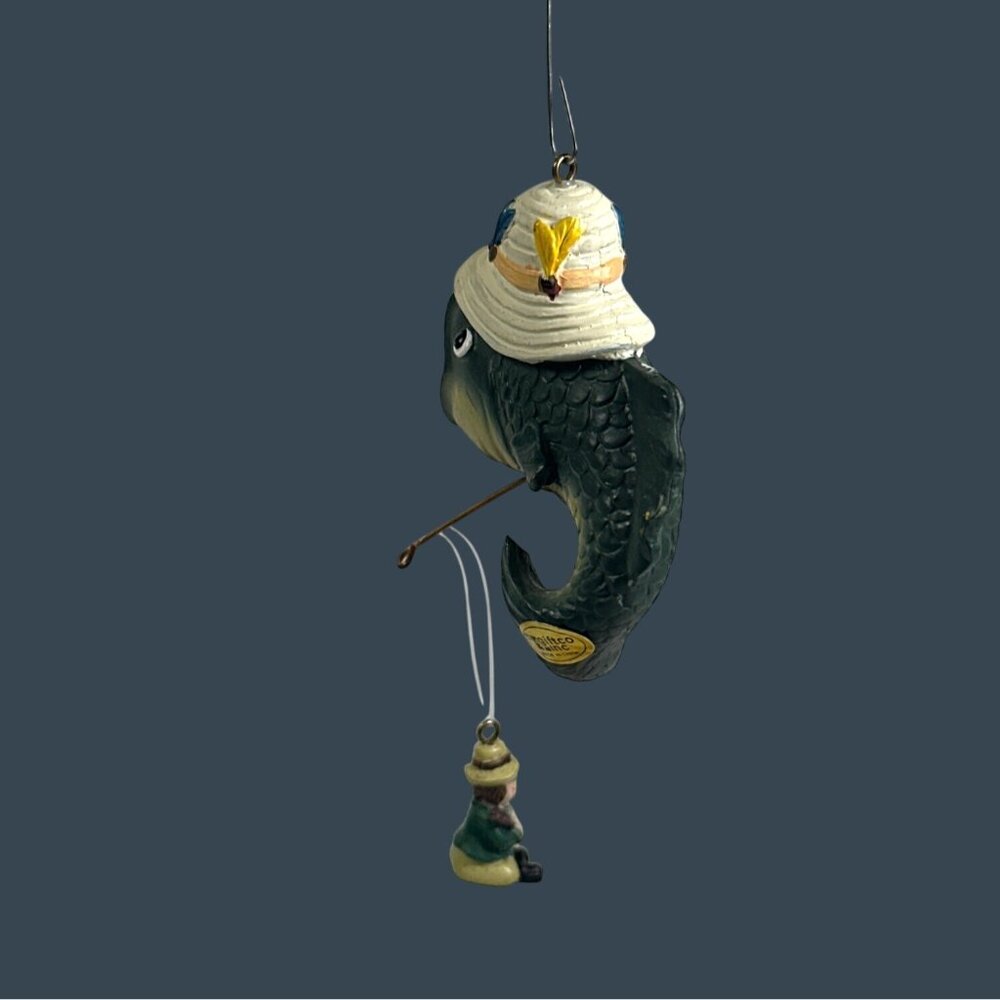 Fisherman On A Hook Polyresin Ornament With Box Christmas Ornament - Picture 3 of 3